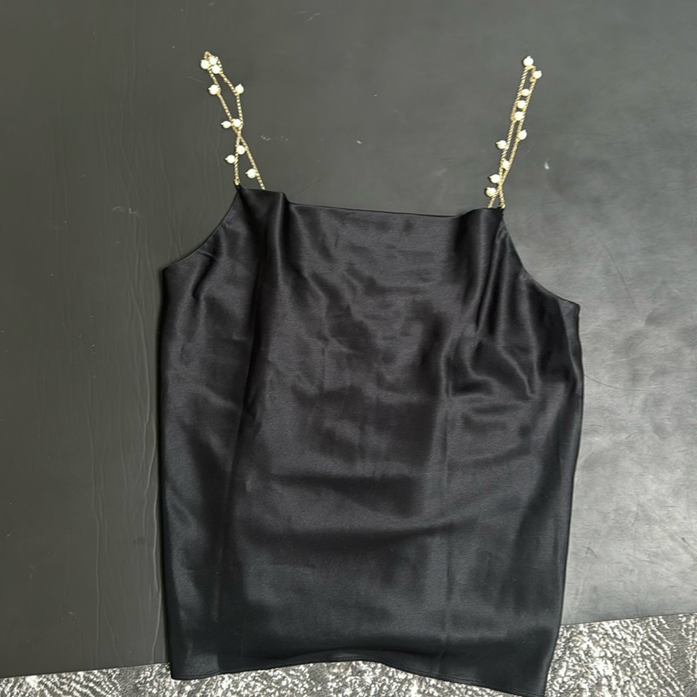Cami nyc silk /pearl bead tank